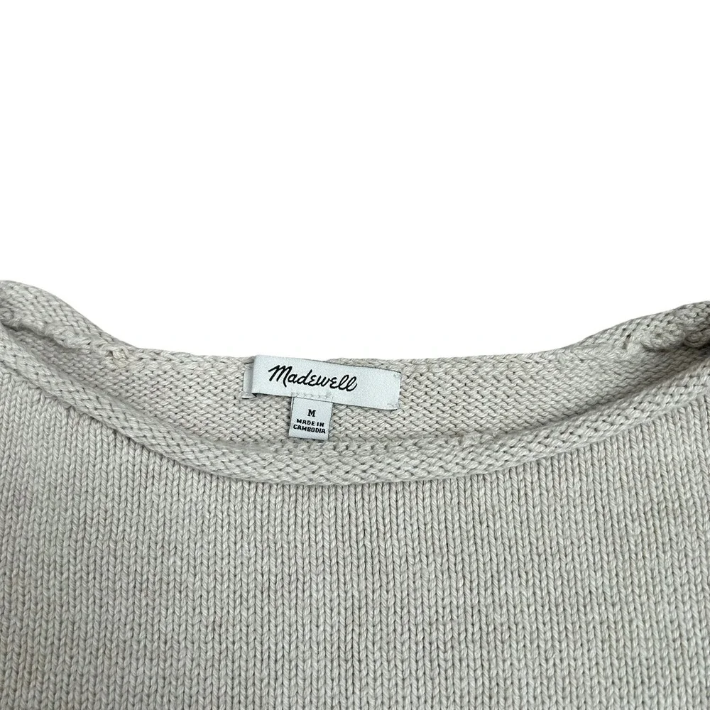 Madewell Womens Cotton Boxy Pullover Sweater Beige Cream Beachy Coastal Medium